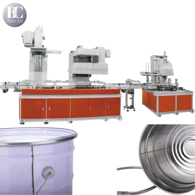 Buen precio Máquina automática de fabricación de latas metálicas de 10L de expansión cónica de 30 cpm con flexión de fondo de costura en línea