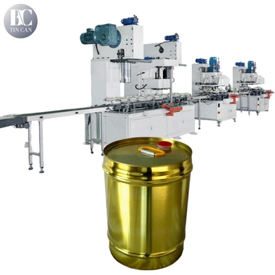 Buen precio Máquina para hacer cubos de tambor de lata de 18 litros 30 cpm Equipo combinado de sellado de bridas en línea